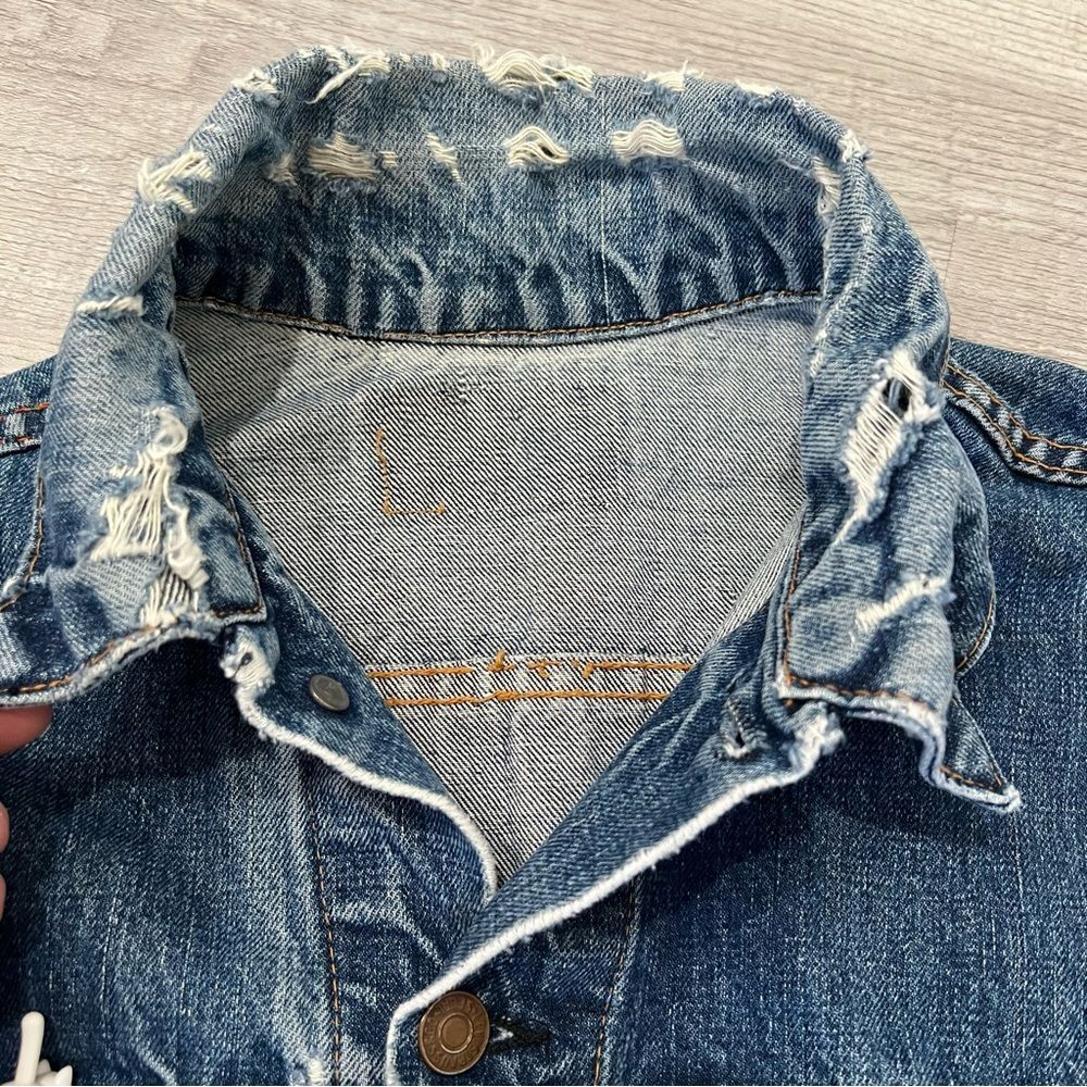 Vintage 60s Levi’s Big E Denim Trucker Jacket Size Small Distressed 521 Stamp - Picture 7 of 10